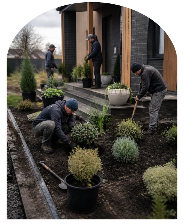 Профессиональное озеленение входной группы для бизнеса в Кисловодске